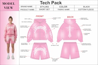 create fashion tech packs and clothing tech packs designs
