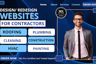 design website for construction plumbing solar hvac roofing cleaning on wix