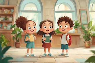 design children story book illustration, children book cover