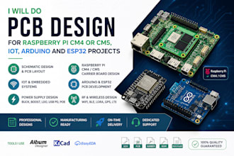pcb design for raspberry pi cm4 or cm5, iot, arduino and esp32 projects