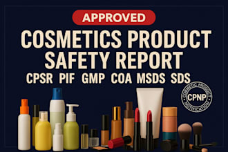prepare amazon approved cpsr, pif, gmp,coa, msds, sds for UK and eu cosmetics
