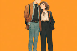 draw a couple portrait, wedding illustration