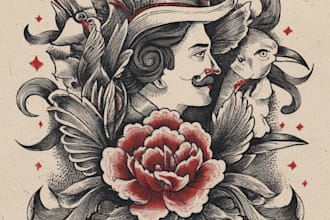 draw you a design with traditional tattoo style