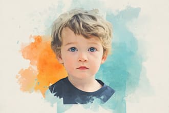 make chidren watercolor illustration kids portrait