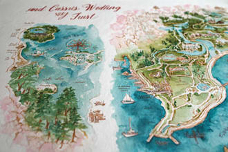 create a custom wedding map watercolor style