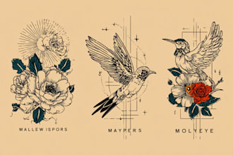make a minimalist line art tattoo design or illustration