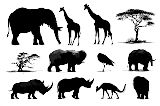 create animal and any object into silhouette vector