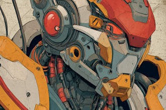 draw amazing character mecha robot illustration