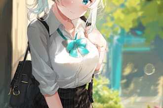 draw a reference sheet of you character in anime style