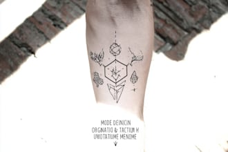 create minimalist line art tattoo with my style