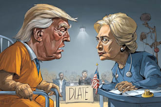 create a political or satirical cartoon illustration