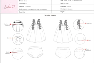 create a kids wear fashion design with manufacturing details