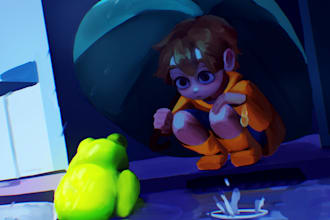 create childrens book illustration in a painterly style