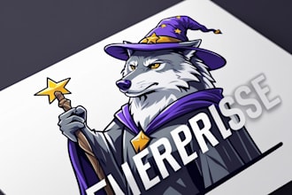 make wolf wizard mascot logo for your company