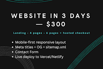 deliver a conversion focused website in 72 hours