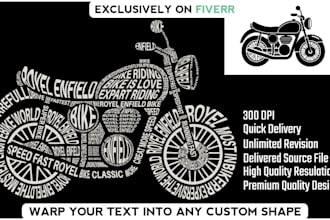 do word cloud art and warp text typography t shirt design