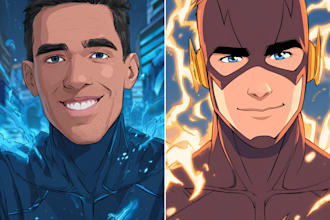 design cartoon character superheros from your photos