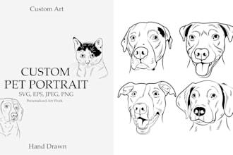 draw detailed pet line art portrait