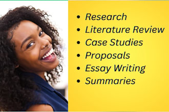 research, case studies, essay writing and summary writing