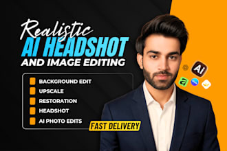 ai headshot, face swap, image restoration, fix blurry image, and add background