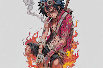 make comic cartoon anime tattoo design
