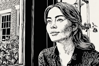 make custom portrait in linocut style