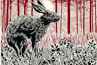 draw artistic linocut illustration with fast delivery