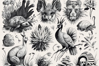 draw black and white illustrations