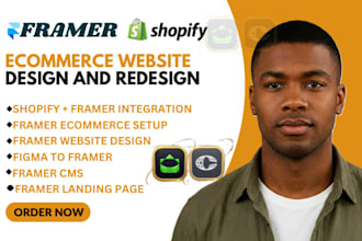 design or redesign a framer ecommerce website that converts, shopify integration