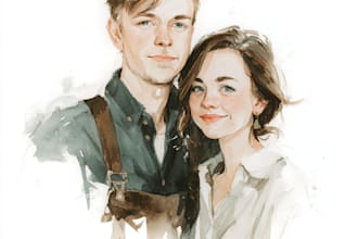 draw a watercolor couple portrait