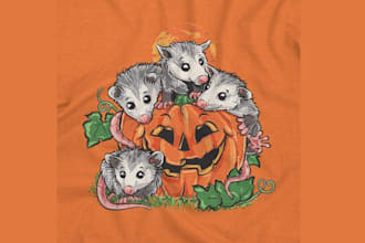 design opossum critter pumpkin logo