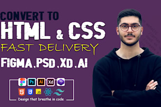 convert figma, PSD, xd, or ai to pixel perfect HTML, react, vue, or next
