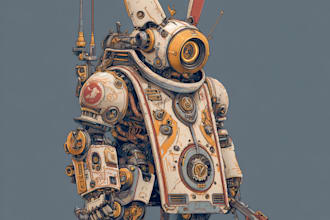draw amazing character mecha robot illustration