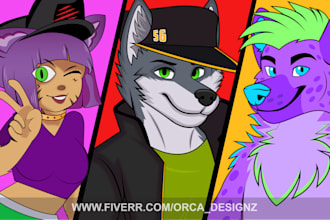 draw furry art, fursona, ocs, headshot, fullbody or complete ref