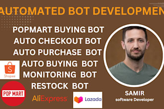 develop tiktok live buying bot, tiktok popmart checkout bot, lazada monitoring