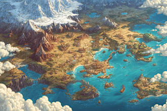 draw a fantasy map illustration