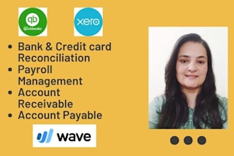 do bookkeeping and reconciliation bank, credit card account quickbooks,xero,wave