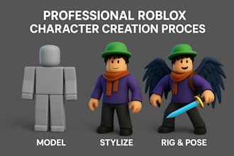 design a stylized roblox character model with ugc accessories and rigging