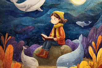 draw watercolor illustrations for children book and kids story book, cover art
