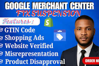 fix google merchant center suspension misrepresentation,  shopping ads and gtin
