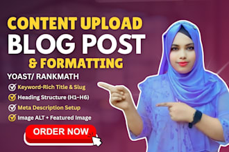 upload format and optimize blog posts as your wordpress virtual assistant