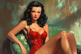 pin up girl and pin up girl illustration