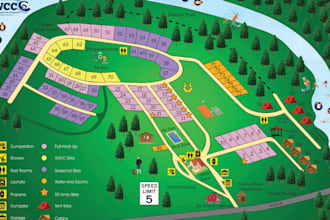 draw vector rv park maps, campground maps, or any site maps in illustrator