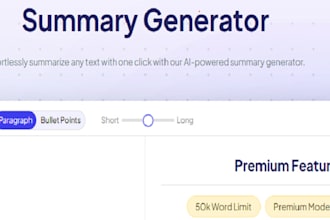 develop saas ai summary generator website, saas ai summarizer
