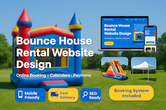 do bounce house website, logo design, event rental webiste, inflation rental