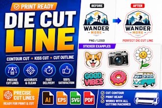 create die cut lines for sticker or logo