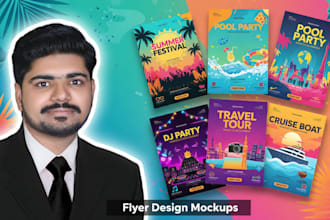 summer festival, pool party, travel tour, cruise boat and dj party flyer design