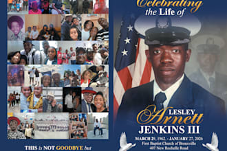 design obituary program, funeral program, funeral flyer