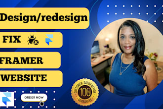 design and fix framer website, develop pages, customize templates
