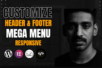 design wordpress header footer and mega menu or redesign them with responsive